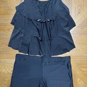 Black Polka Dot Ruffle Tankini Size 2x